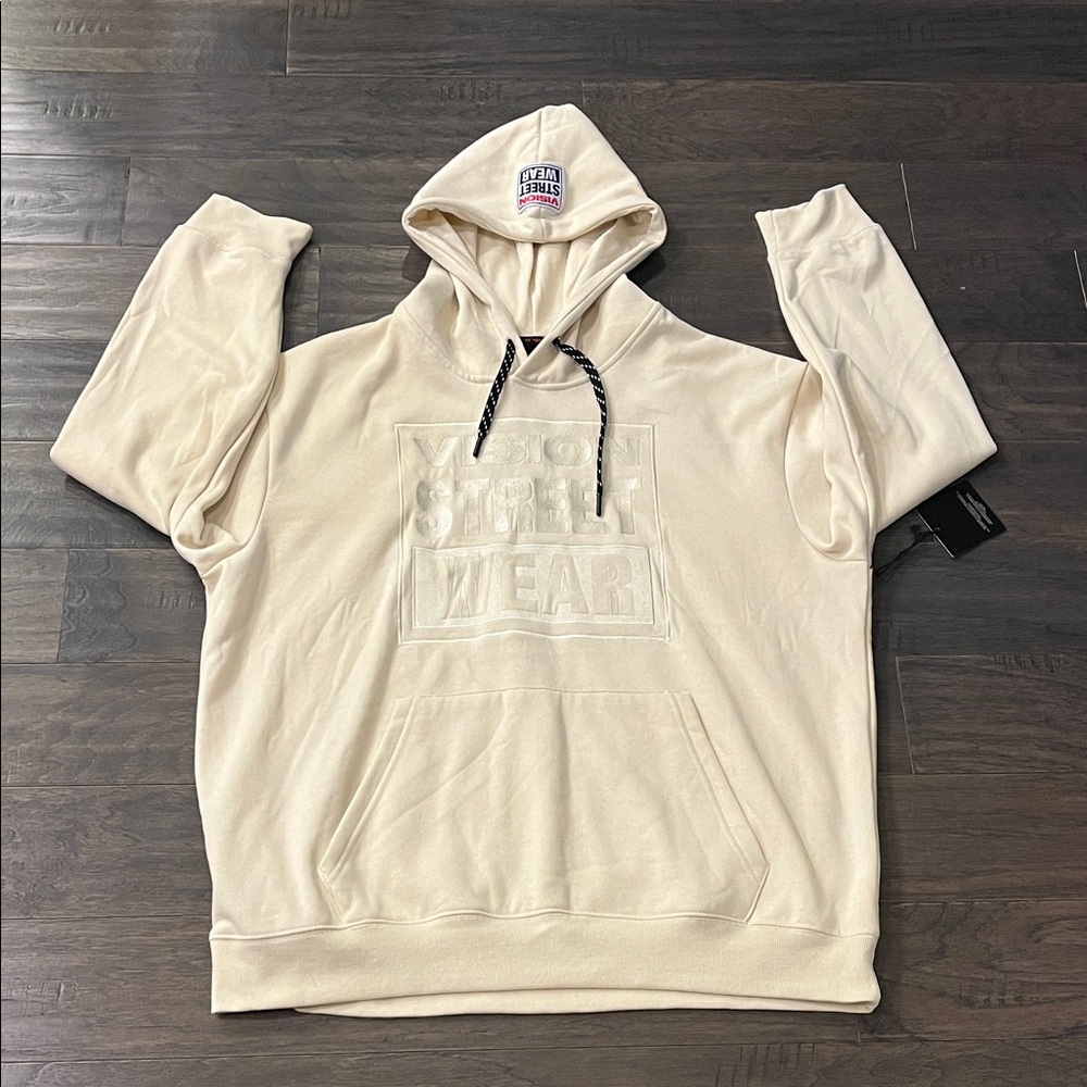 Vision Street Wear VSW Hoodie Sweatshirt Shirt cream new Mens Size XL